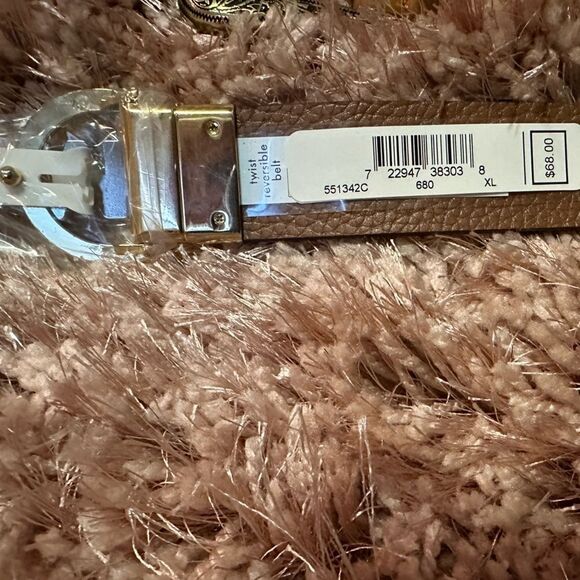 Michael Kors Logo Twist Pink MK/Brown Reversible Belt - Picture 11 of 16